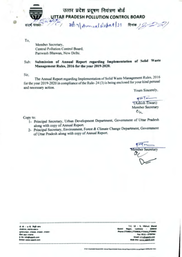 Annual Report of Solid Waste Management Rules, 2016 for The