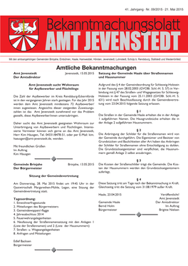 Gemeinde Haale Über Straßennamen Der Amtsdirektor Und Hausnummer