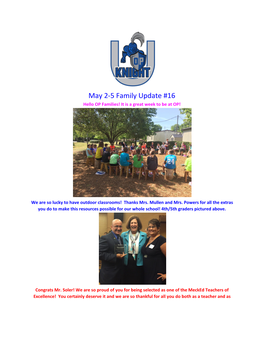 May 25 Family Update