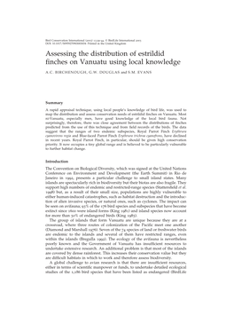 Assessing the Distribution of Estrildid Finches on Vanuatu Using Local