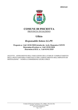 Comune Di Pisciotta Provincia Di Salerno