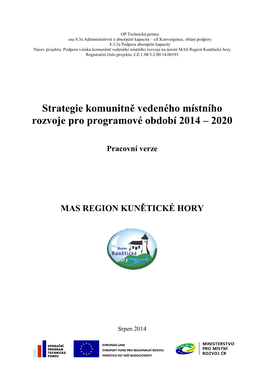 Pracovní Verze Strategie Komunitně Vedeného Místního Rozvoje Pro