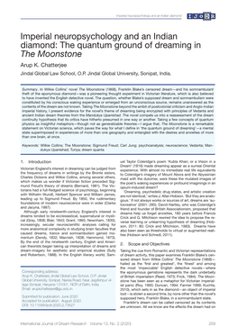 Imperial Neuropsychology and an Indian Diamond: the Quantum Ground of Dreaming in the Moonstone Arup K