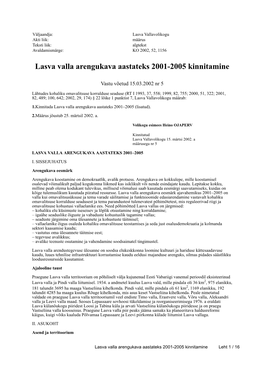 Lasva Valla Arengukava Aastateks 2001-2005 Kinnitamine