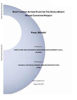 LEBANON Resettlement Action COUNCIL for DEVELOPMENT and DOCUMENT TYPE: Plan RECONSTRUCTION