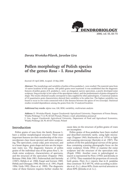 Pollen Morphology of Polish Species of the Genus Rosa-I. Rosa Pendulina
