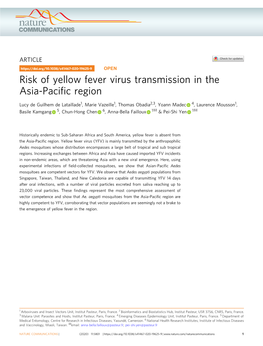 Risk of Yellow Fever Virus Transmission in the Asia-Pacific Region