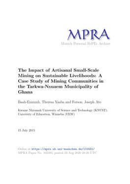 A Case Study of Mining Communities in the Tarkwa-Nsuaem Municipality of Ghana