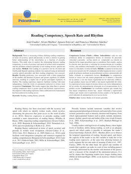 Reading Competency, Speech Rate and Rhythm