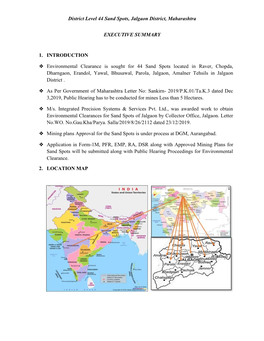 District Level 44 Sand Spots, Jalgaon District, Maharashtra EXECUTIVE