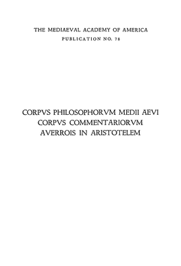 Davidson, Herbert A./ Averrois Cordubensis Commentarium