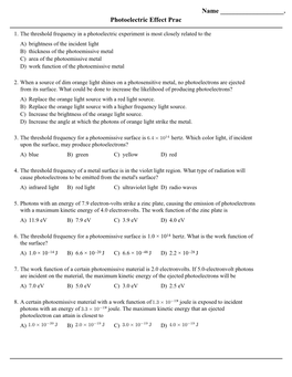 Photoelectric Effect Prac