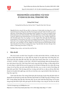 Thành Phần Loài Động Vật Đáy Ở Vịnh Xuân Đài, Tỉnh Phú Yên