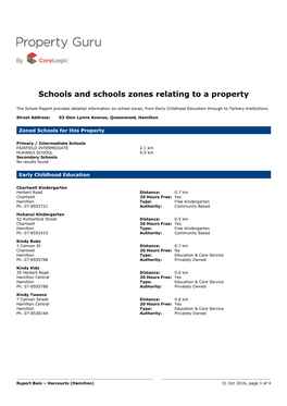 Schools and Schools Zones Relating to a Property