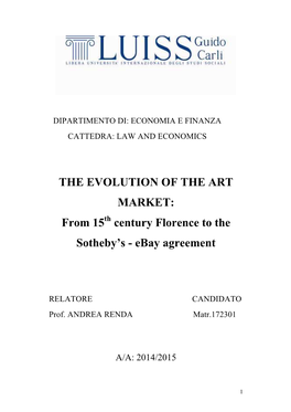 THE EVOLUTION of the ART MARKET: from 15 Century Florence