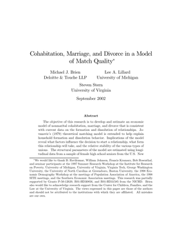 Cohabitation, Marriage, and Divorce in a Model of Match Quality∗