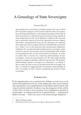 A Genealogy of State Sovereignty