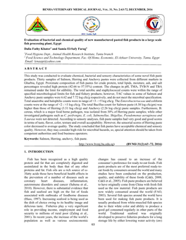 Evaluation of Bacterial and Chemical Quality of New Manufactured Pasted Fish Products in a Large Scale