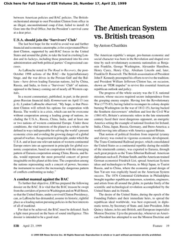 The American System Vs. British Treason