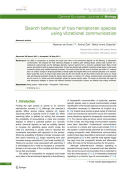 Search Behaviour of Two Hemipteran Species Using Vibrational Communication