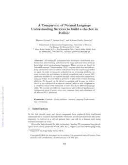 A Comparison of Natural Language Understanding Services to Build a Chatbot in Italian?