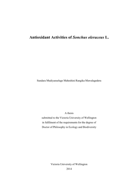 Antioxidant Activities of Sonchus Oleraceus L