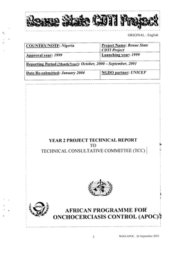 AFRICAN PROGRAMME for CONTROL (APOC) Ff,Iam ONCHOCERCTASTS I I I ,I