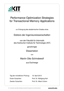 Performance Optimization Strategies for Transactional Memory Applications
