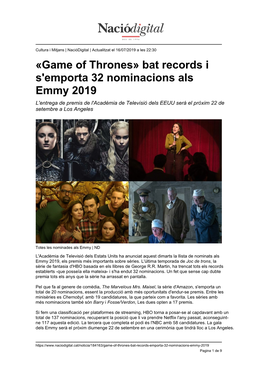 Game of Thrones» Bat Records I S'emporta 32