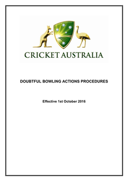 Doubtful Bowling Actions Procedures