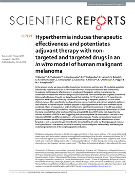 Hyperthermia Induces Therapeutic Effectiveness and Potentiates