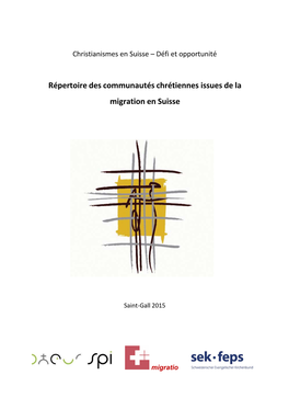 Répertoire Des Communautés Chrétiennes Issues De La Migration En Suisse