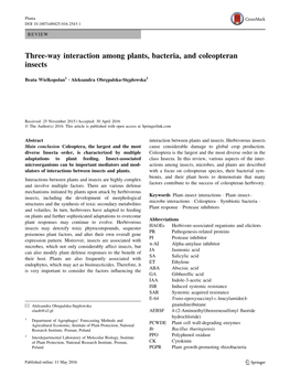 Three-Way Interaction Among Plants, Bacteria, and Coleopteran Insects