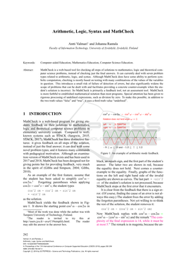 Arithmetic, Logic, Syntax and Mathcheck