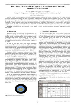 The Usage of Bituminous Sands in Road Pavement Asphalt Mixtures Composition