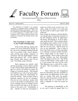 Faculty Forum Newsletter March, 2005