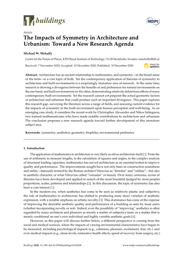 The Impacts of Symmetry in Architecture and Urbanism: Toward a New Research Agenda