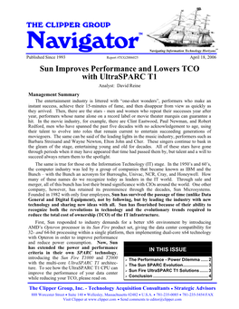 Sun Improves Performance and Lowers TCO with Ultrasparc T1