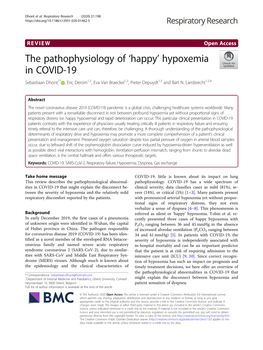 The Pathophysiology of 'Happy' Hypoxemia in COVID-19