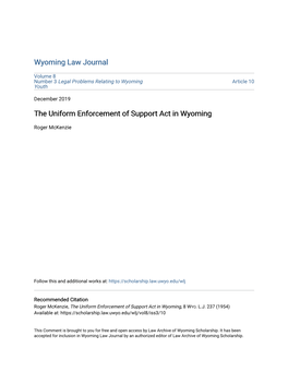 The Uniform Enforcement of Support Act in Wyoming