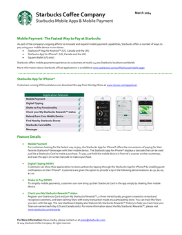 Starbucks Mobile Apps and Mobile Payment