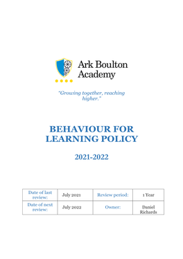 Behaviour for Learning Policy