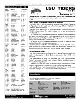 LSU Vs. Centenary Game Notes 3.23.04 .Qxd