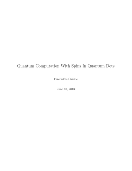 Quantum Computation with Spins in Quantum Dots