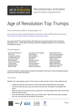 Age of Revolution Top Trumps