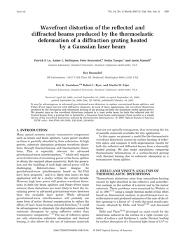 Wavefront Distortion of the Reflected and Diffracted Beams Produced By