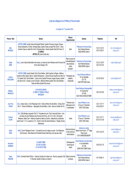 Liste Des Délégués De La Préfète Du Pas-De-Calais