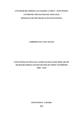 Universidade Federal Da Paraíba, Campus – João Pessoa