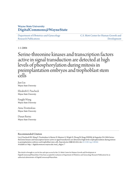 Serine-Threonine Kinases and Transcription Factors Active in Signal