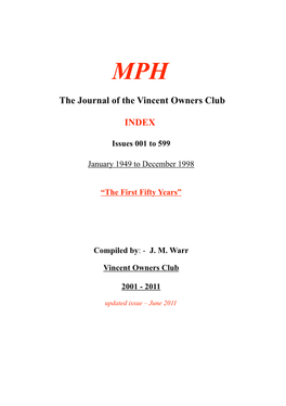 MPH Index – by Nick Hunter – Issues 1 to 455 459 11-12 April 1987